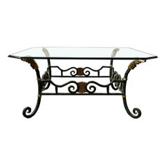 Hollywood Regency Iron and Brass Coffee Cocktail Table