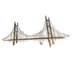 Fabulous Curtis Jere Signed Brutalist Golden Gate Bridge Wall Sculpture  Hanging