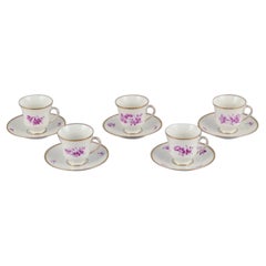 Bing & Grøndahl, Denmark. Set of five coffee cups and saucers, 1920s