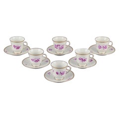 Bing & Grøndahl, Denmark. Set of six coffee cups and saucers, ca 1920s