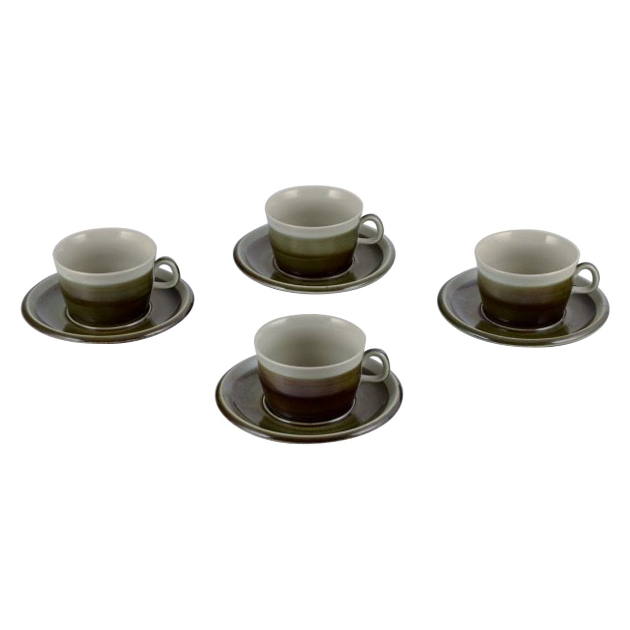 Marianne Westman for Rörstrand. "Maya" series. Four coffee cups and saucers.  For Sale