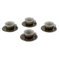 Vintage Marianne Westman for Rörstrand. "Maya" series. Four coffee cups and saucers. 