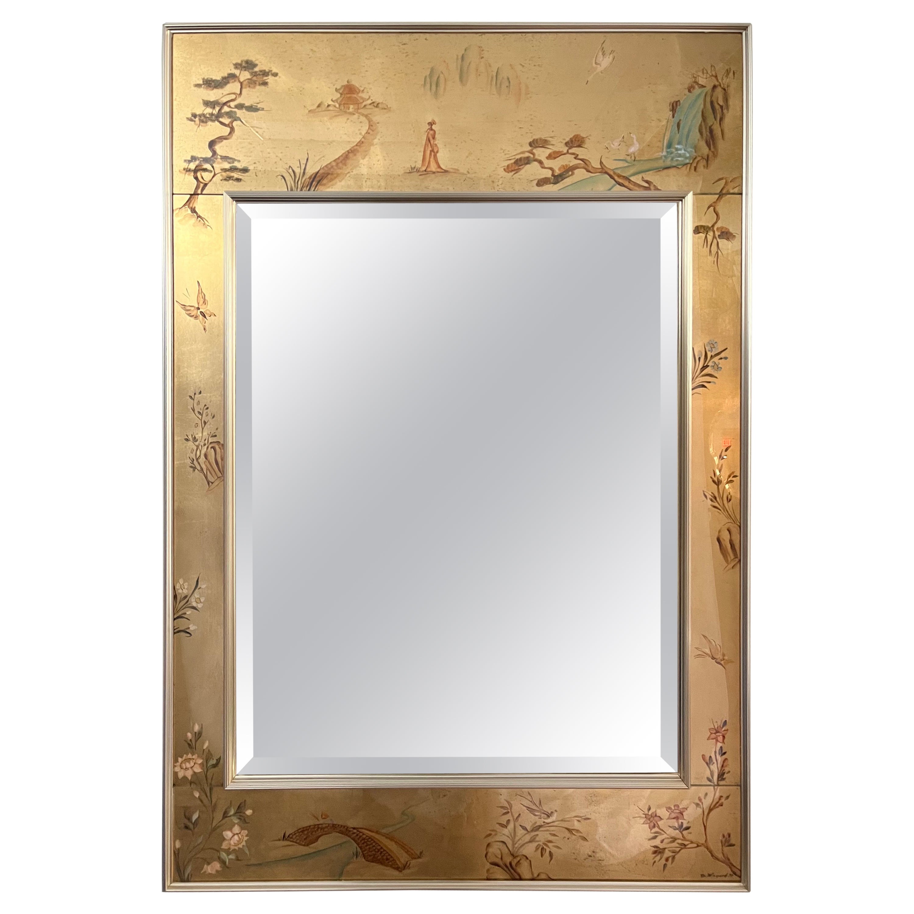 LaBarge Chinoiserie Handpainted & Signed Mirror