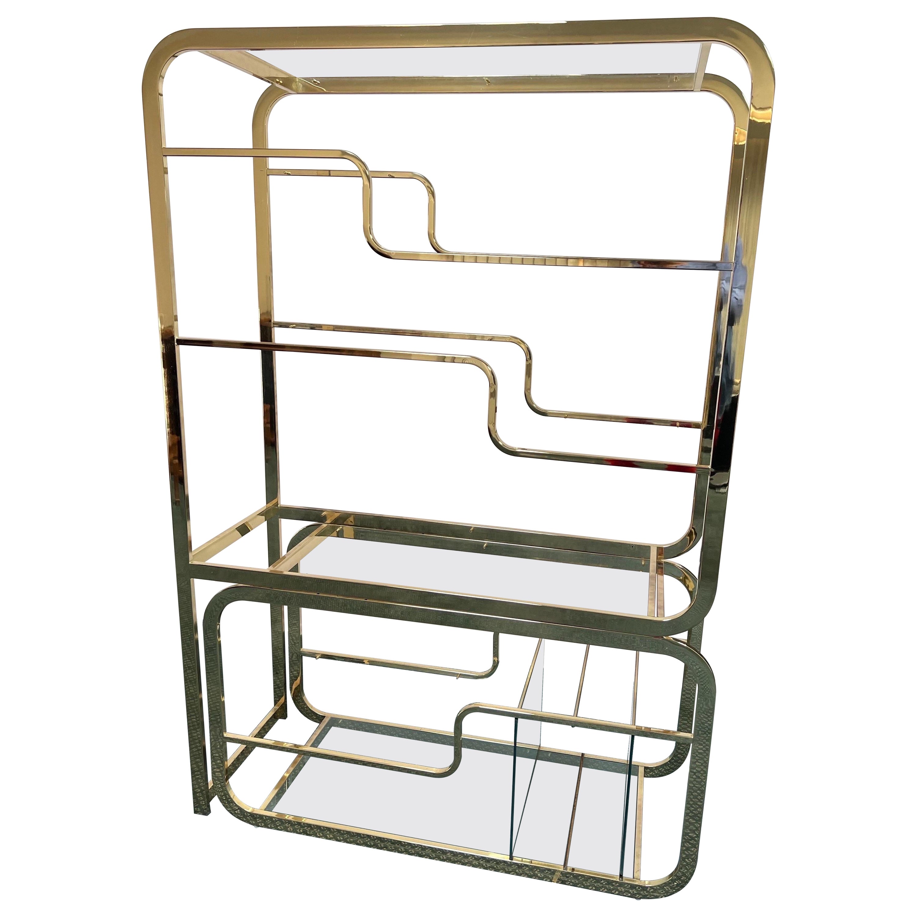 Brass Etagere by Dia in the Style of Milo Baughman, Circa 1980 For Sale