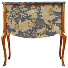Gustavian Style Commode with natural marble top and Chinoiserie Design