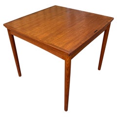 Danish Mid Century Modern Flip Top Expandable Game Dining Table by Poul Hundevad