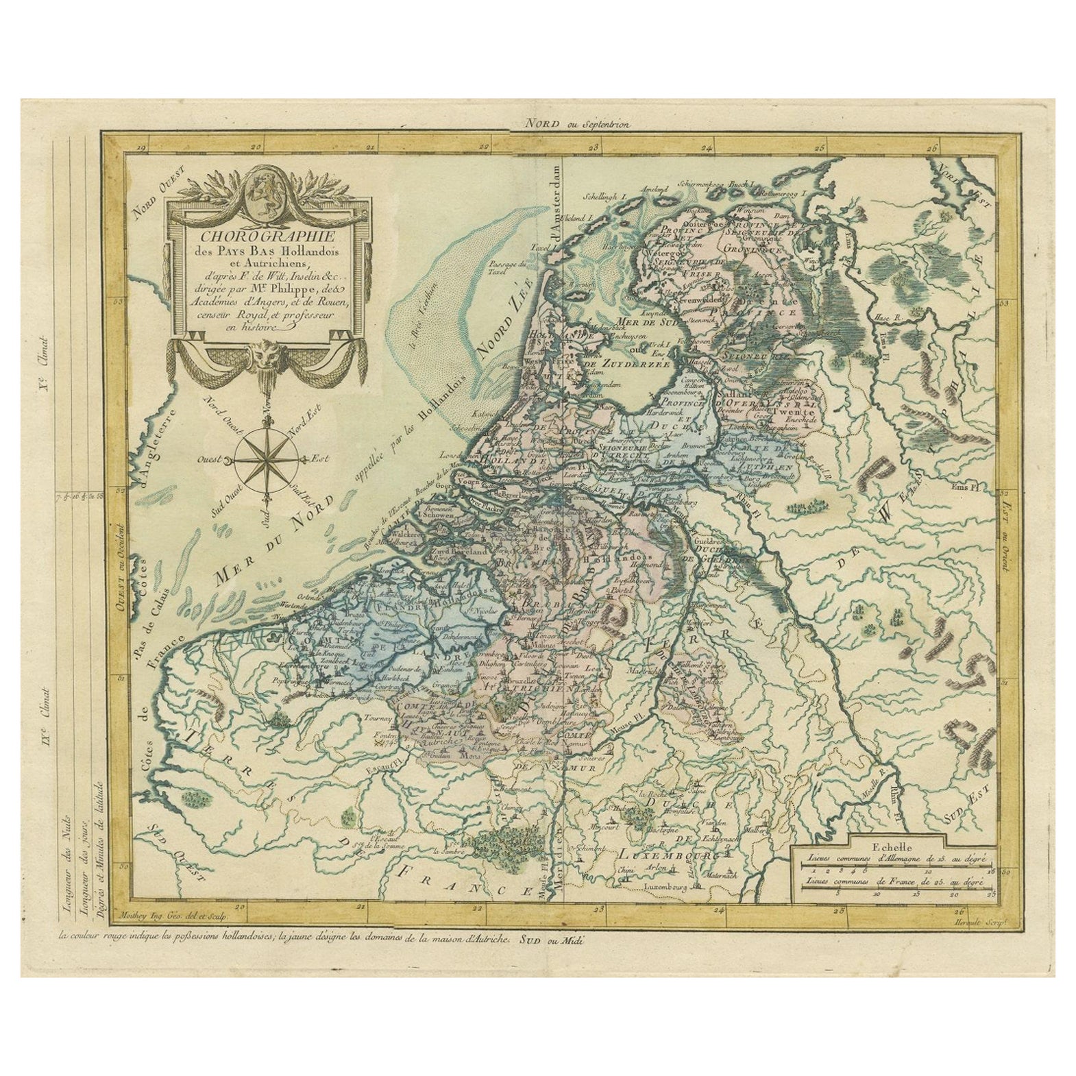 Copper Engraving of The Dutch and Austrian Netherlands Handcolored, 1772 For Sale