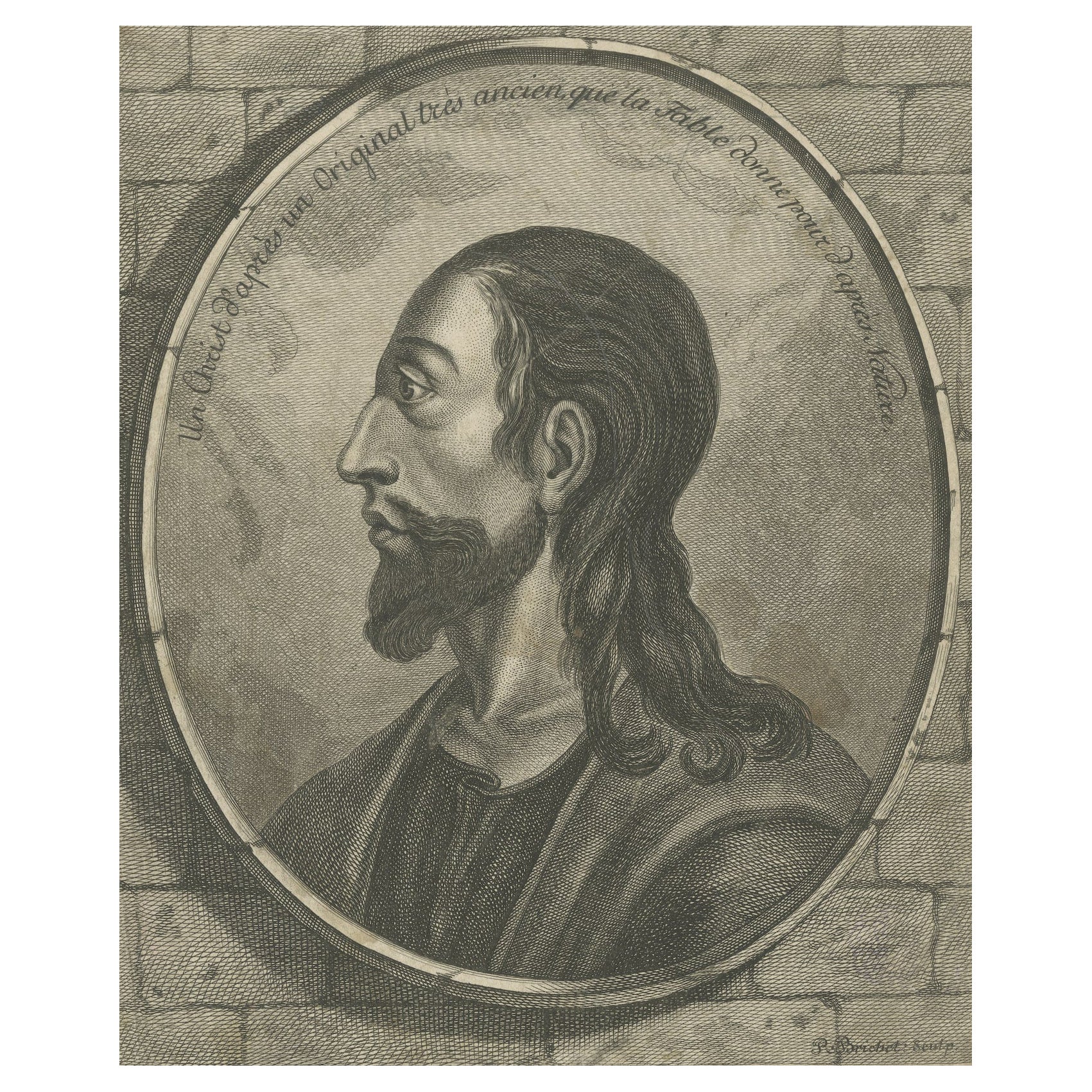 Copper Engraved Portrait of Jesus Christ by Robert Brichet, around 1800 For Sale