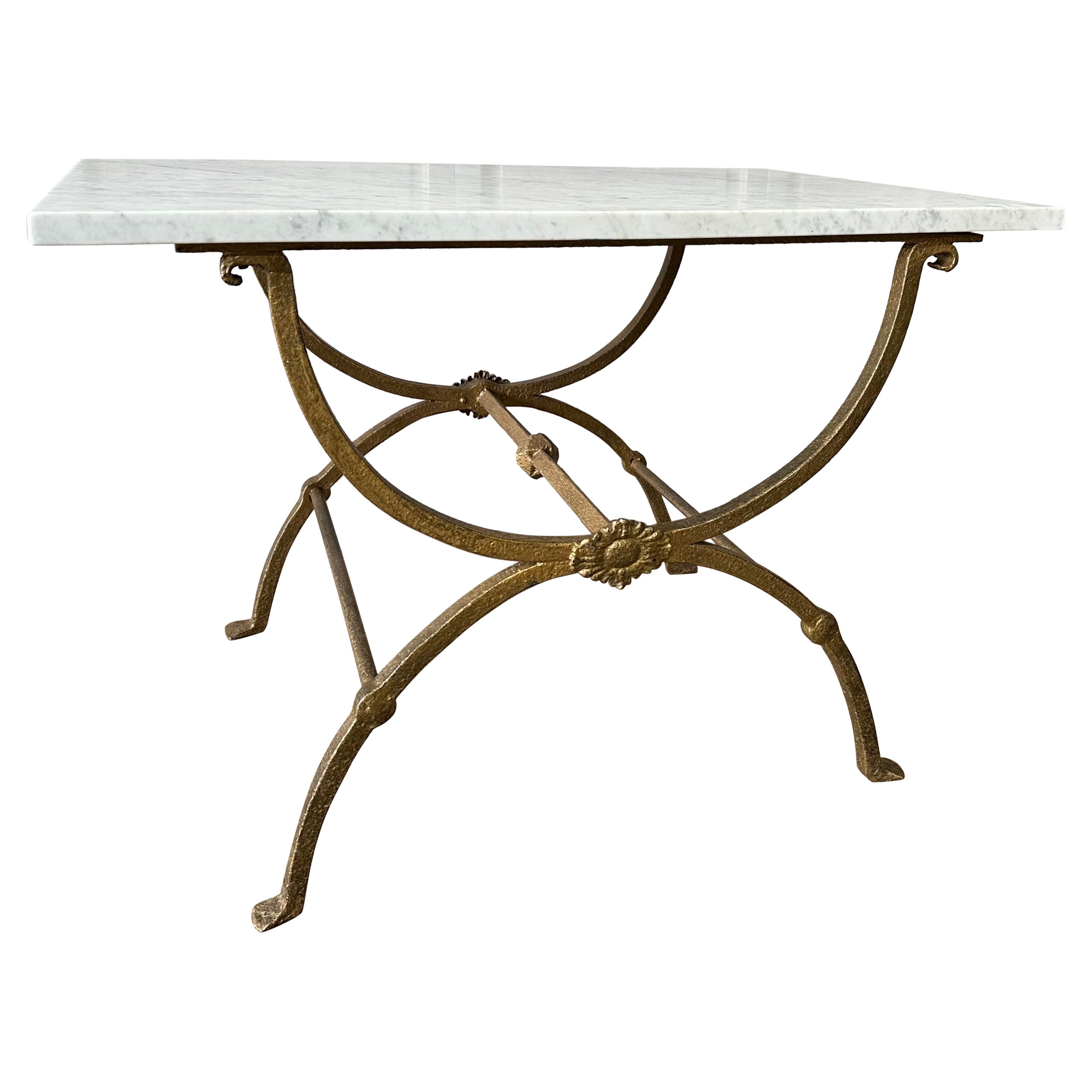 Italian Neoclassical Style Curule Marble Top Coffee Table