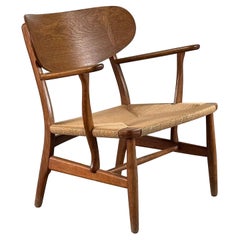 Hans J. Wegner CH22 Lounge Chair, Early Production, Carl Hansen, Denmark, 1950s