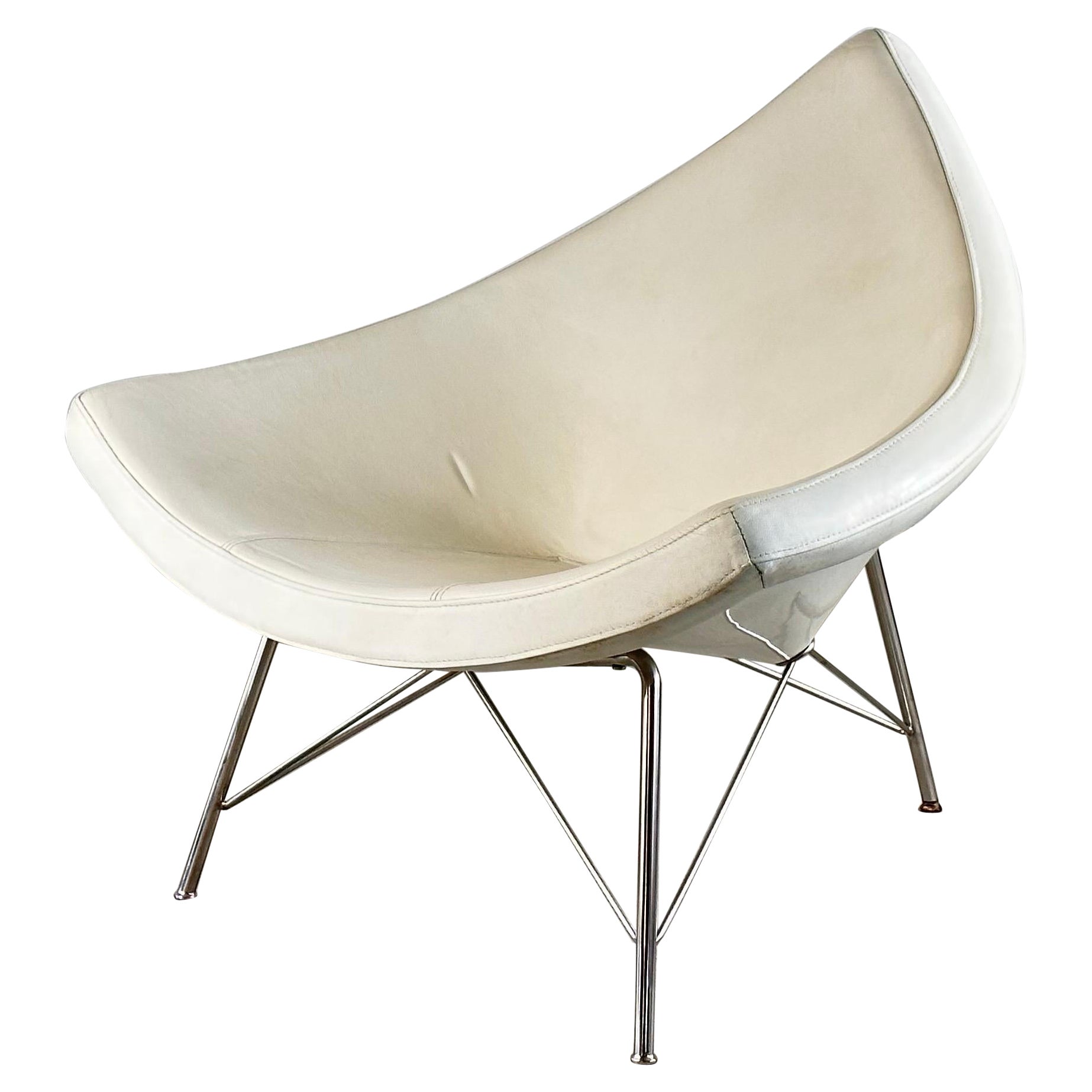 "Coconut" Chair in White Leather by George Nelson for H. Miller by Vitra, 1990