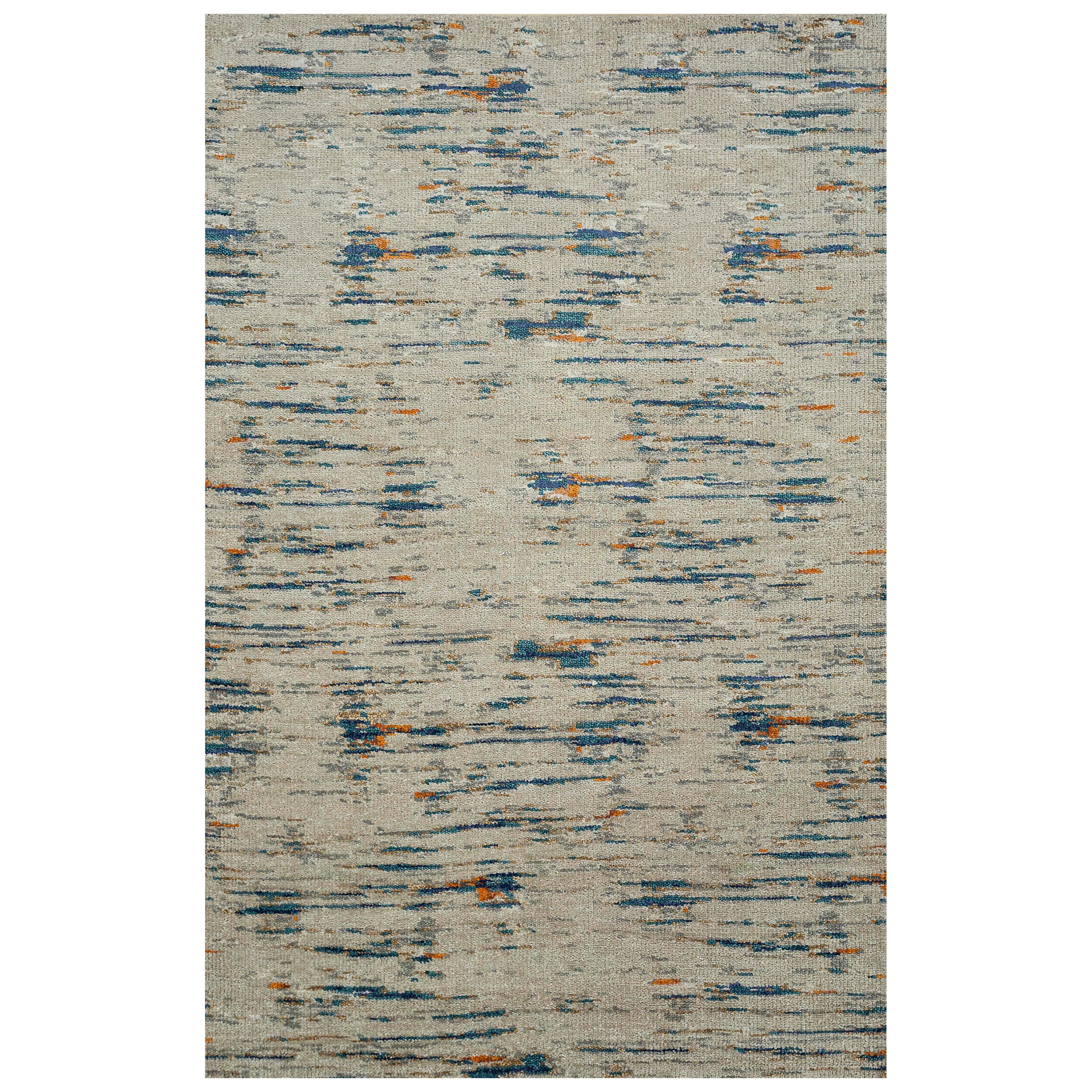 Vintage Whispers Antique White Shadow Teal Hand-Knotted Rug For Sale