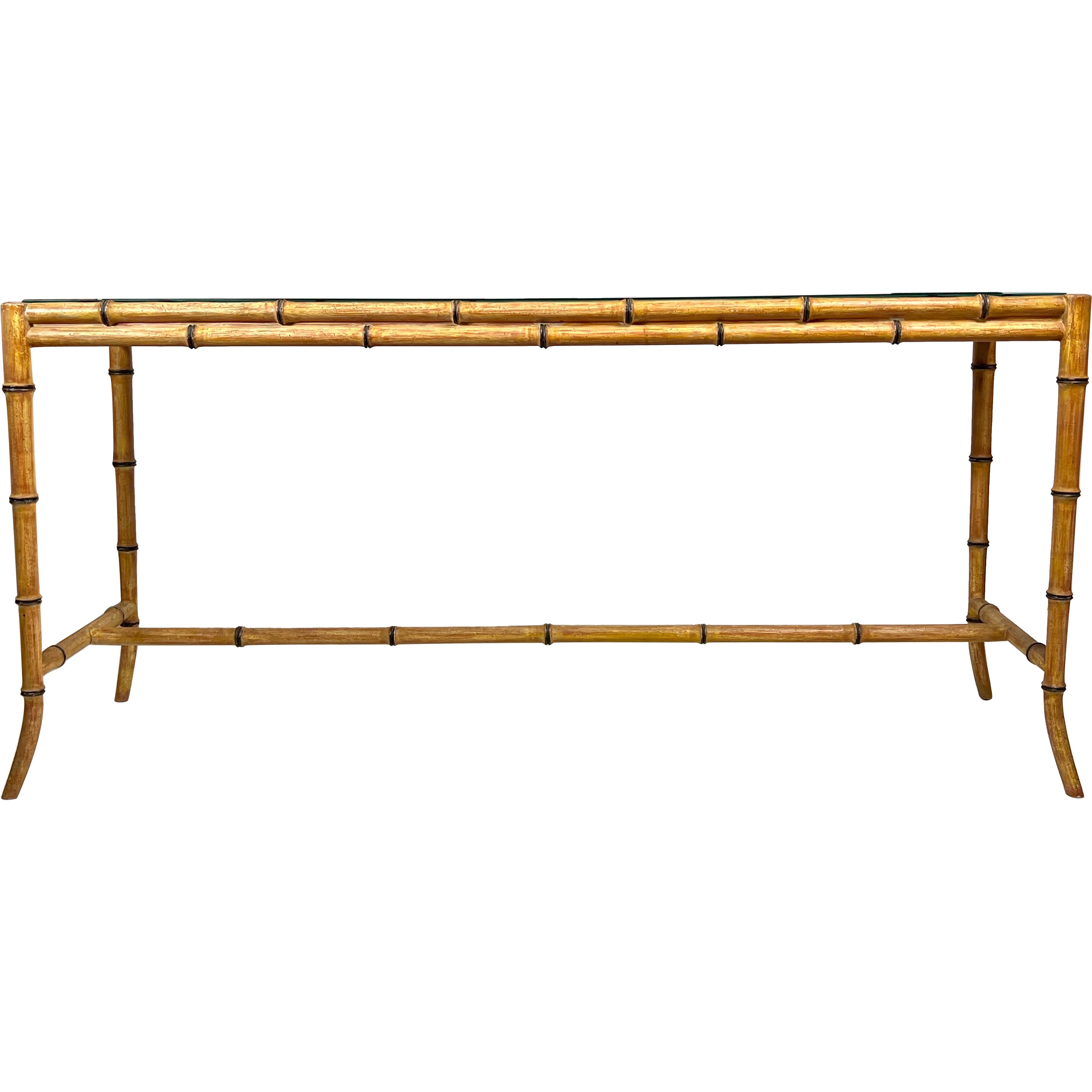 Vintage Oriental Modern Faux Bamboo Entryway Table For Sale