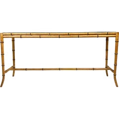 Vintage Oriental Modern Faux Bamboo Entryway Table