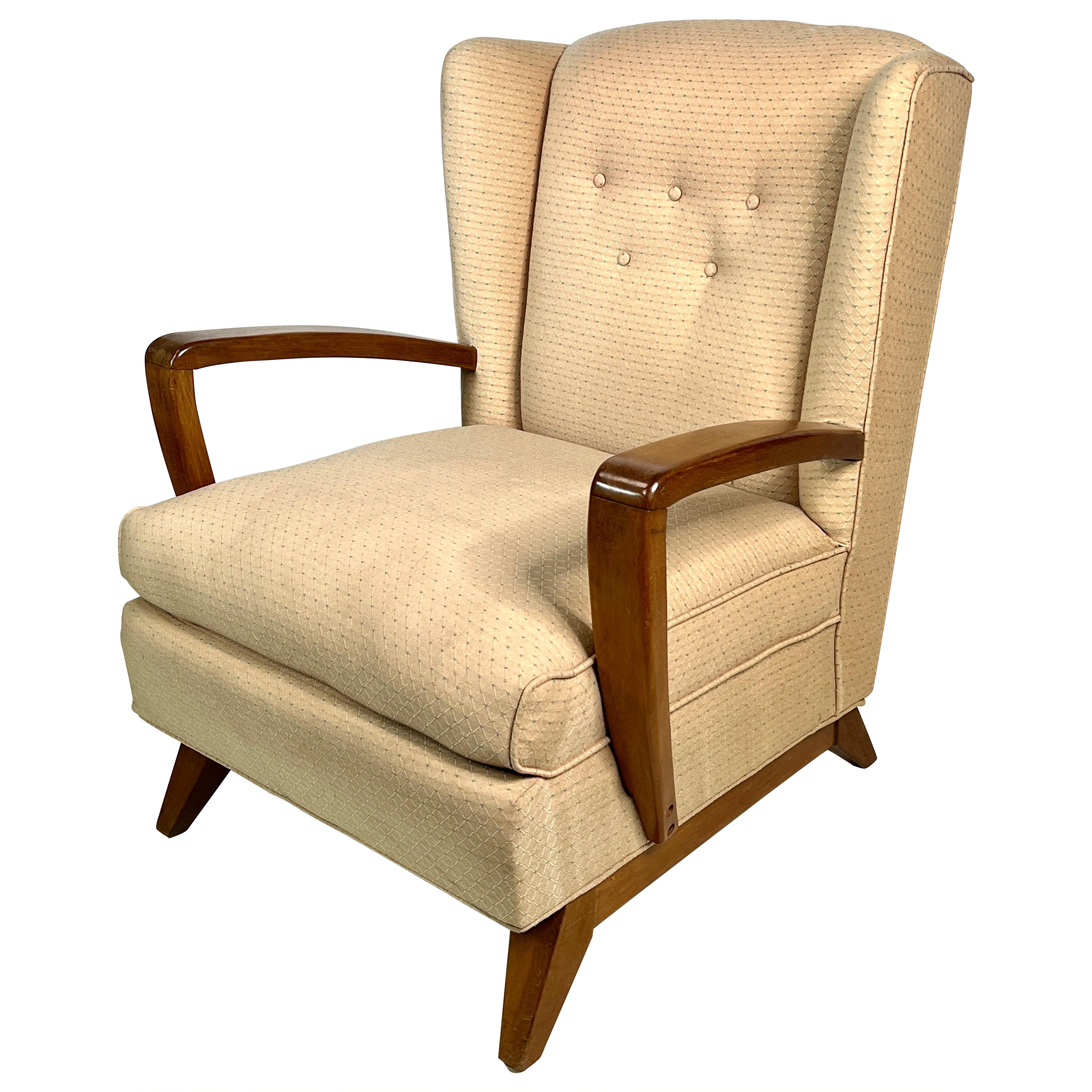 Mid Century Danish Style Wingback Lounge Chair For Sale