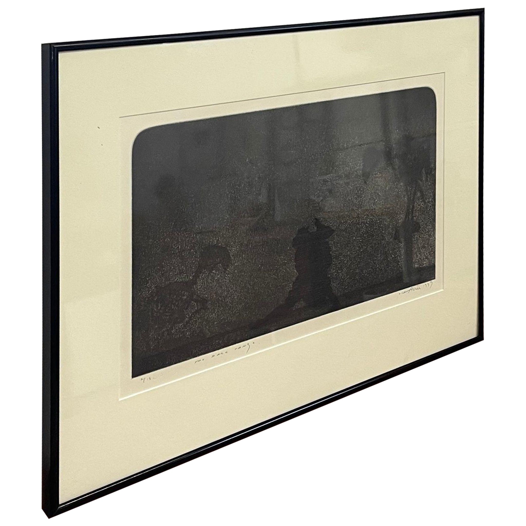 Vintage Signed and Numbered Print Titled “ the Dark Tango “ Within Black Frame For Sale