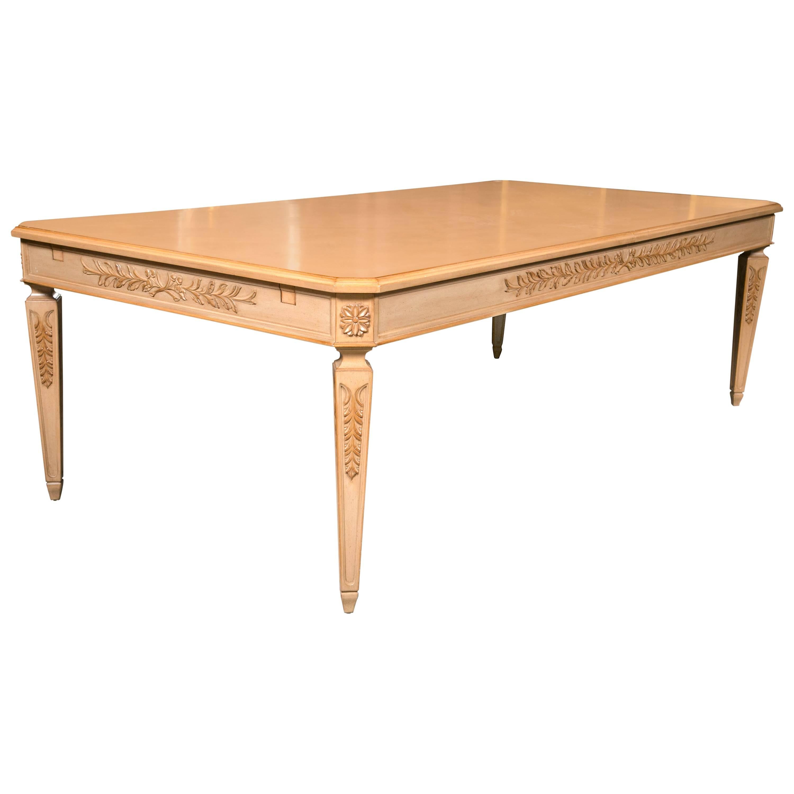 Monumental Louis XVI Style Blonde Wood Dining Table