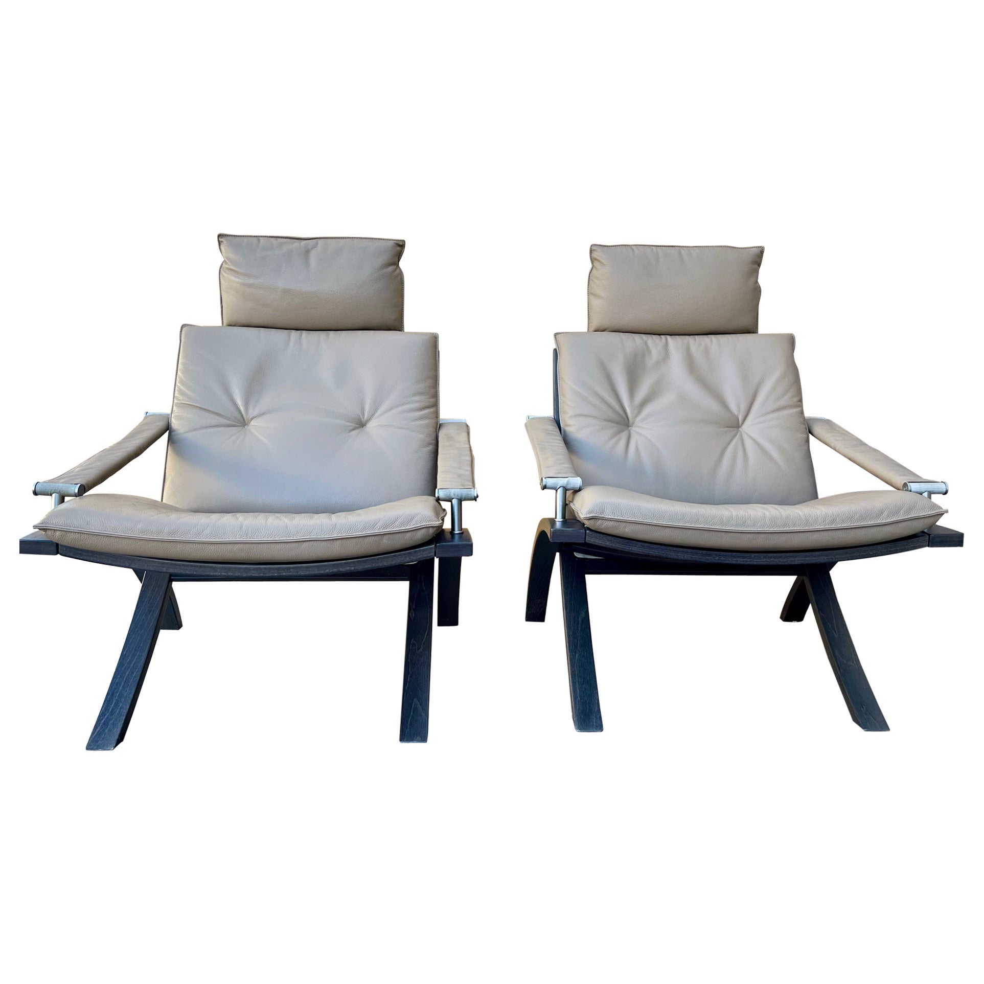 Paire de chaises longues pliantes du milieu du siècle dernier par Nelo Of Sweden pour Roche Bobois.  en vente