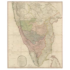 Original Antike Karte der Halbinsel Indiens mit Teil von Ceylon von Wyld, 1844