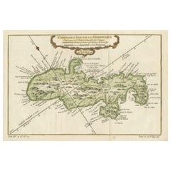 Martinique Island in the Caribbean by Bellin Original Original Antique Map, 1780