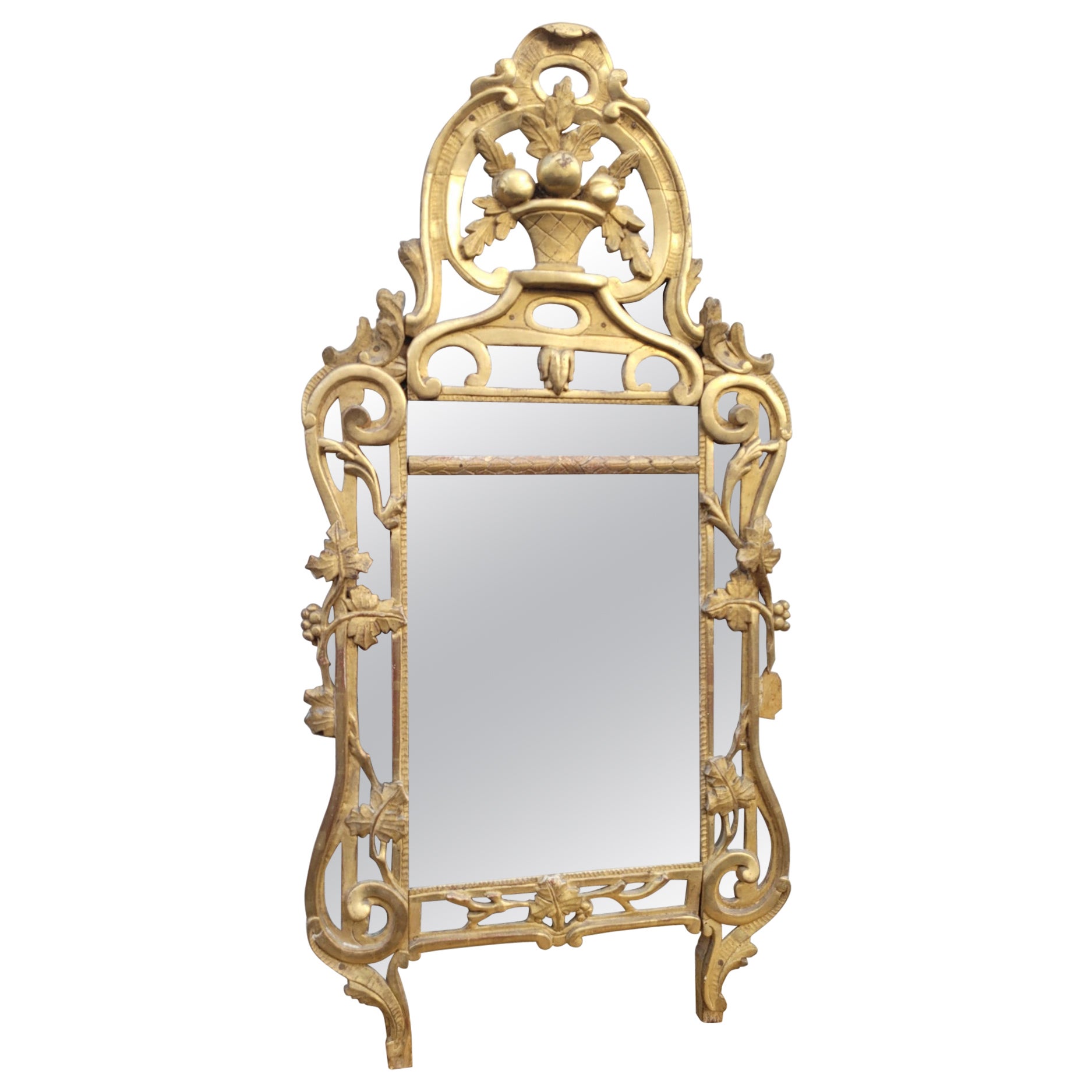 Provençal Mirror In Golden Wood, Beaucaire, Late 18th Century For Sale