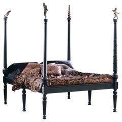 CONCORDE Canopy Bed in Wood and Bronze - Louis XVI Style