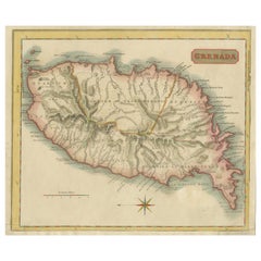 Antique Copper Engraved Grenada Map by John Thompson Published in 1810