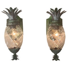 Pair of Bronze and Brass Wall Lantern or Wall Sconces