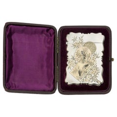Fine Silver & Two Colour Gold Card Case Made in Birmingham by George Unite, 1885