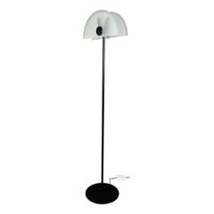 Italian modern Floor lamp in matt glass lampshape and black metal, 1980s