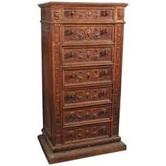 Hand-Carved Highboy or Chest