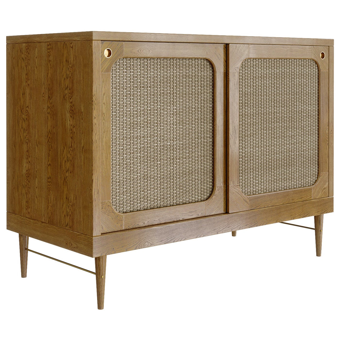 Sanders Sideboard in Natural Oak and Rattan — Small