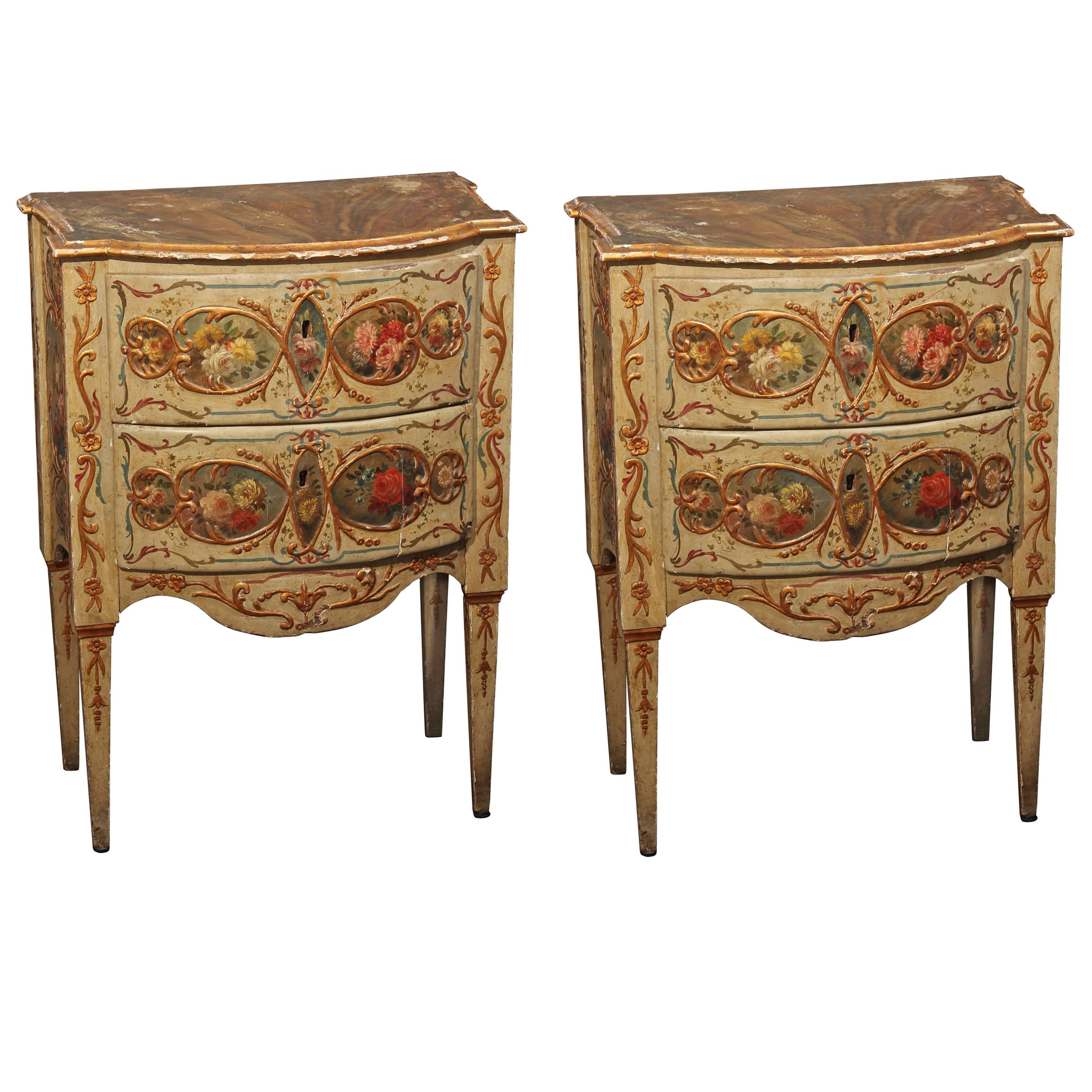 Small Pair Painted Italian Chests