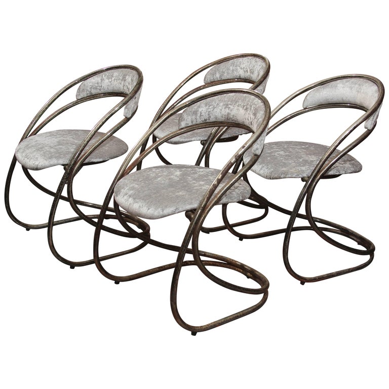 Set of Four French Casino Chairs For Sale