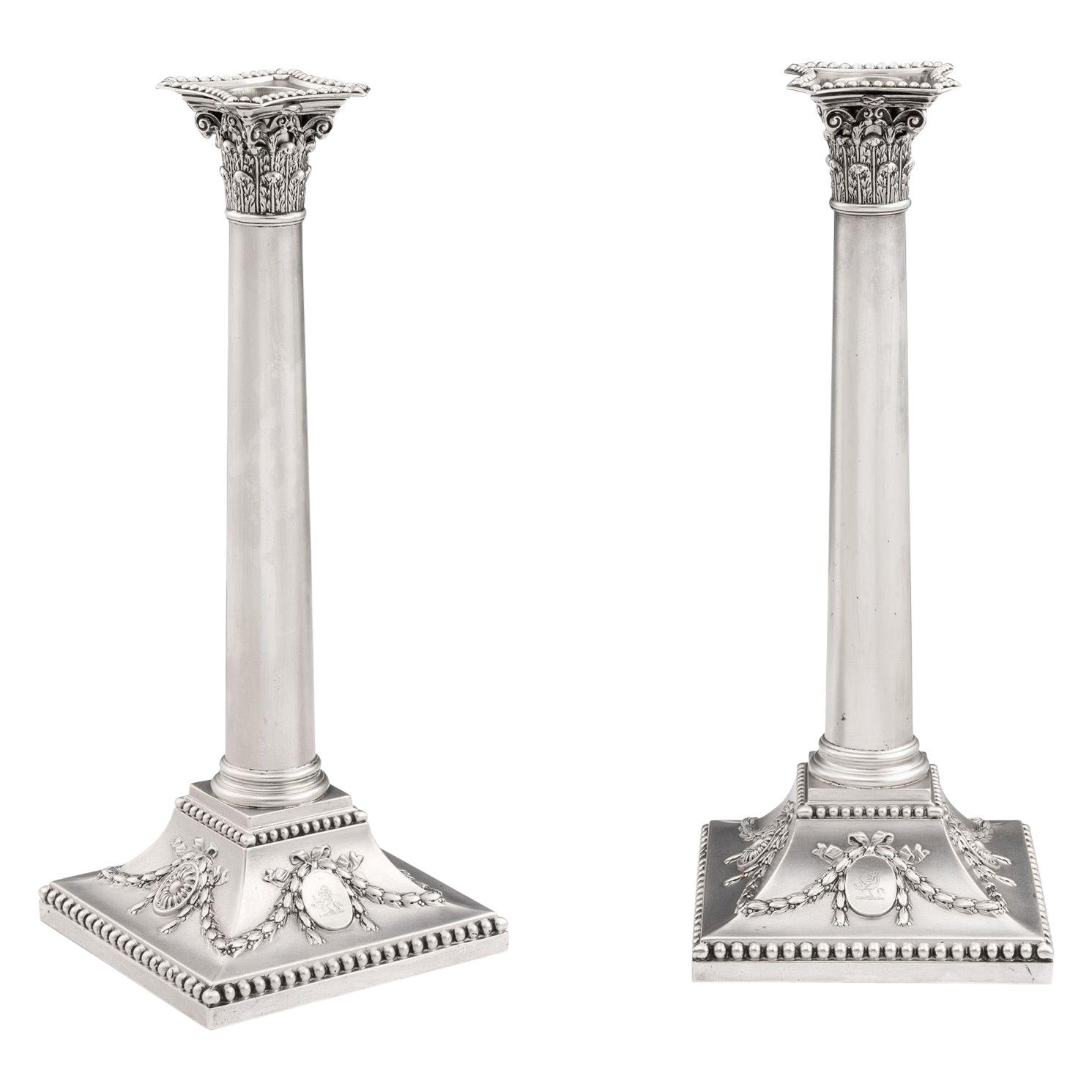 Pair of George III Neo Classical Candlesticks Made in London by John Carter 1771