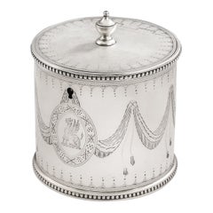 Canastilla de té "Tambor" de Jorge III fabricada en Londres por John Deacon, 1776