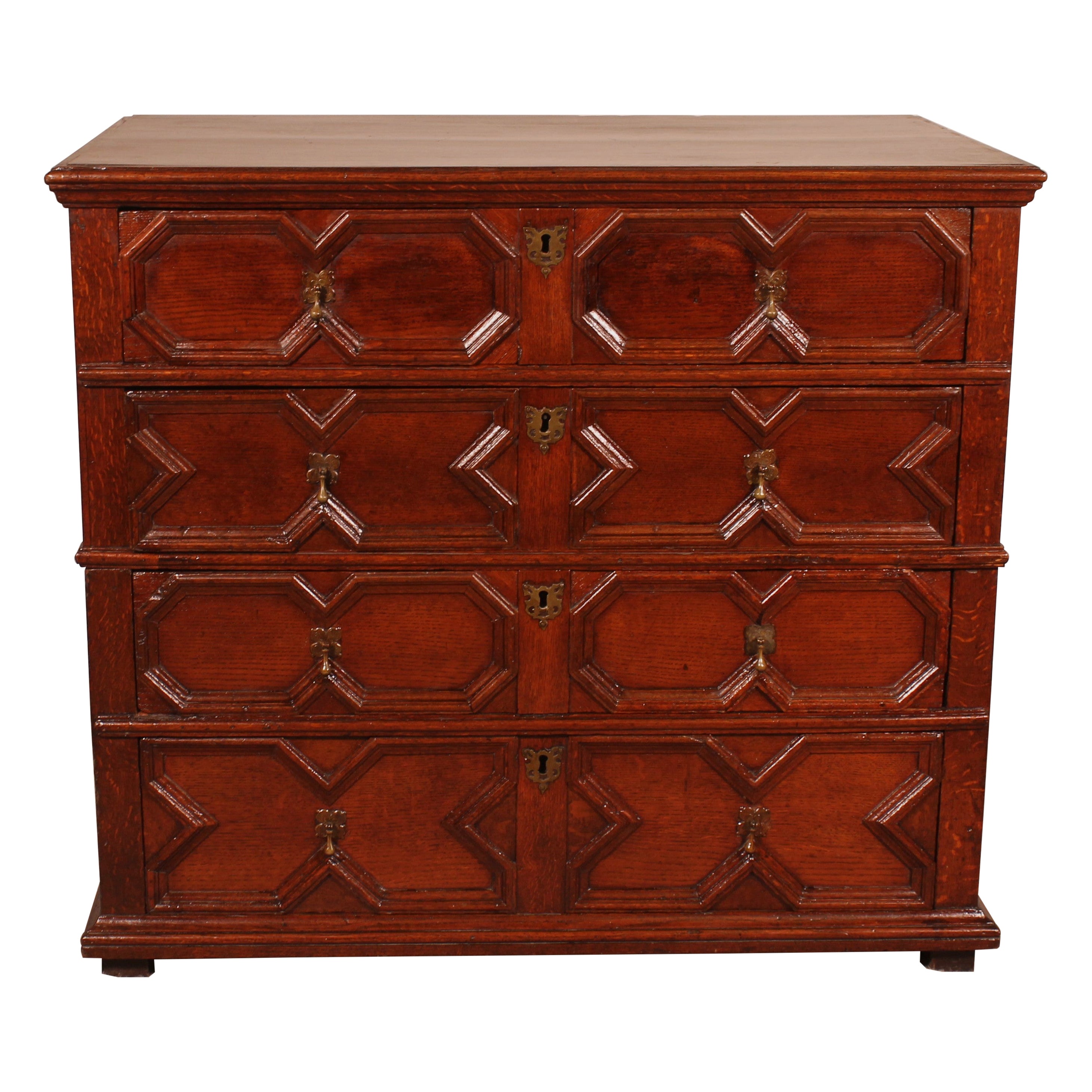 Jacobean Period Chest Of Drawers In Oak From The 17th Century For Sale