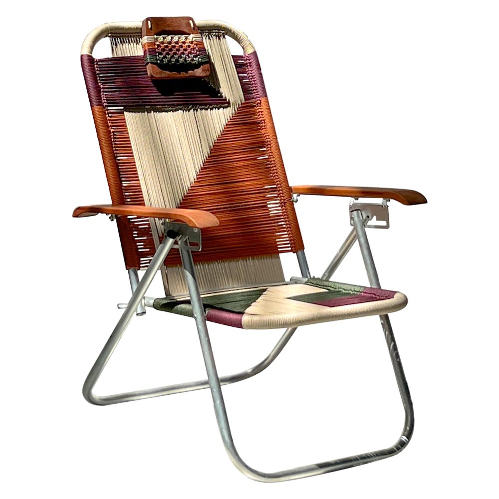 Reclining beach arm chair Japú - Trama 7- Outdoor area - Dengô Brasil For Sale