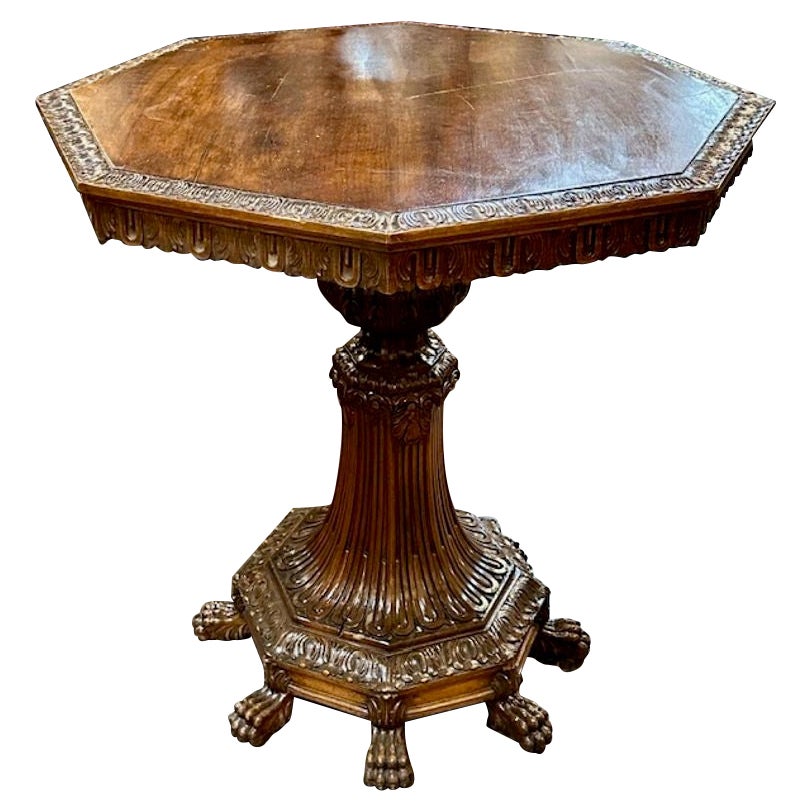 Italian Carved Walnut Table For Sale