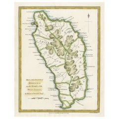 Original Antique Map of the Island of Dominica in the West Indies, 1794
