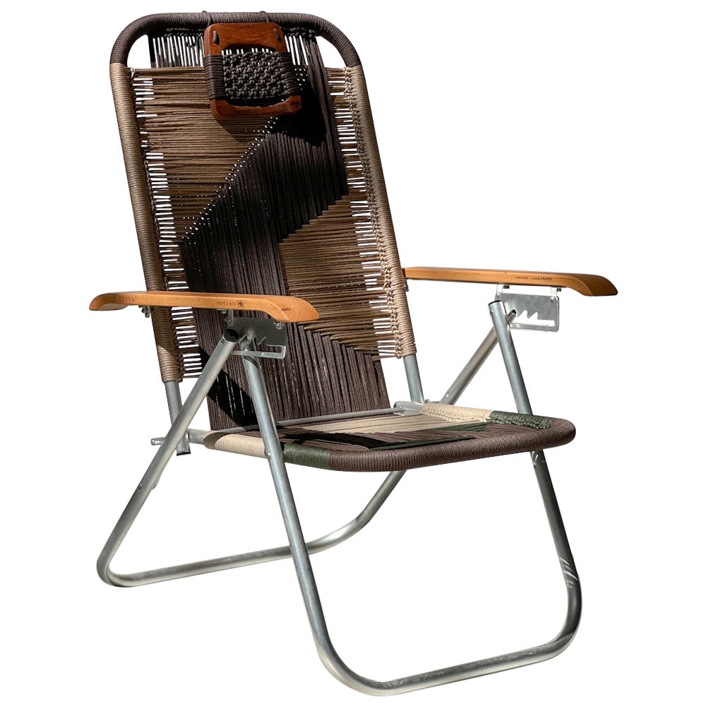 Reclining beach arm chair Japú - Trama Classic 2 - Outdoor area - Dengô Brasil For Sale
