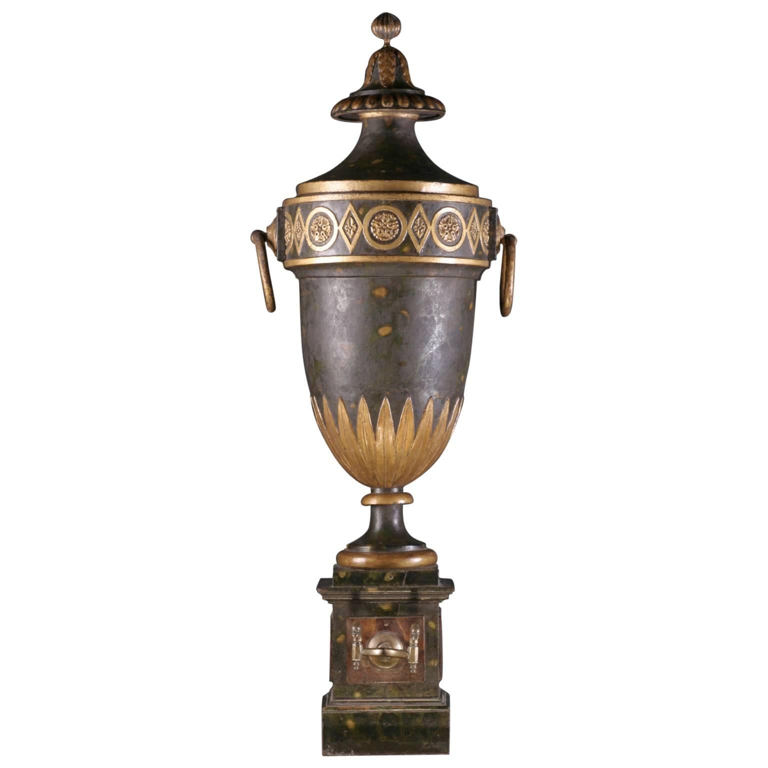 French 18th Century Painted and Gilded Tole Fountain For Sale