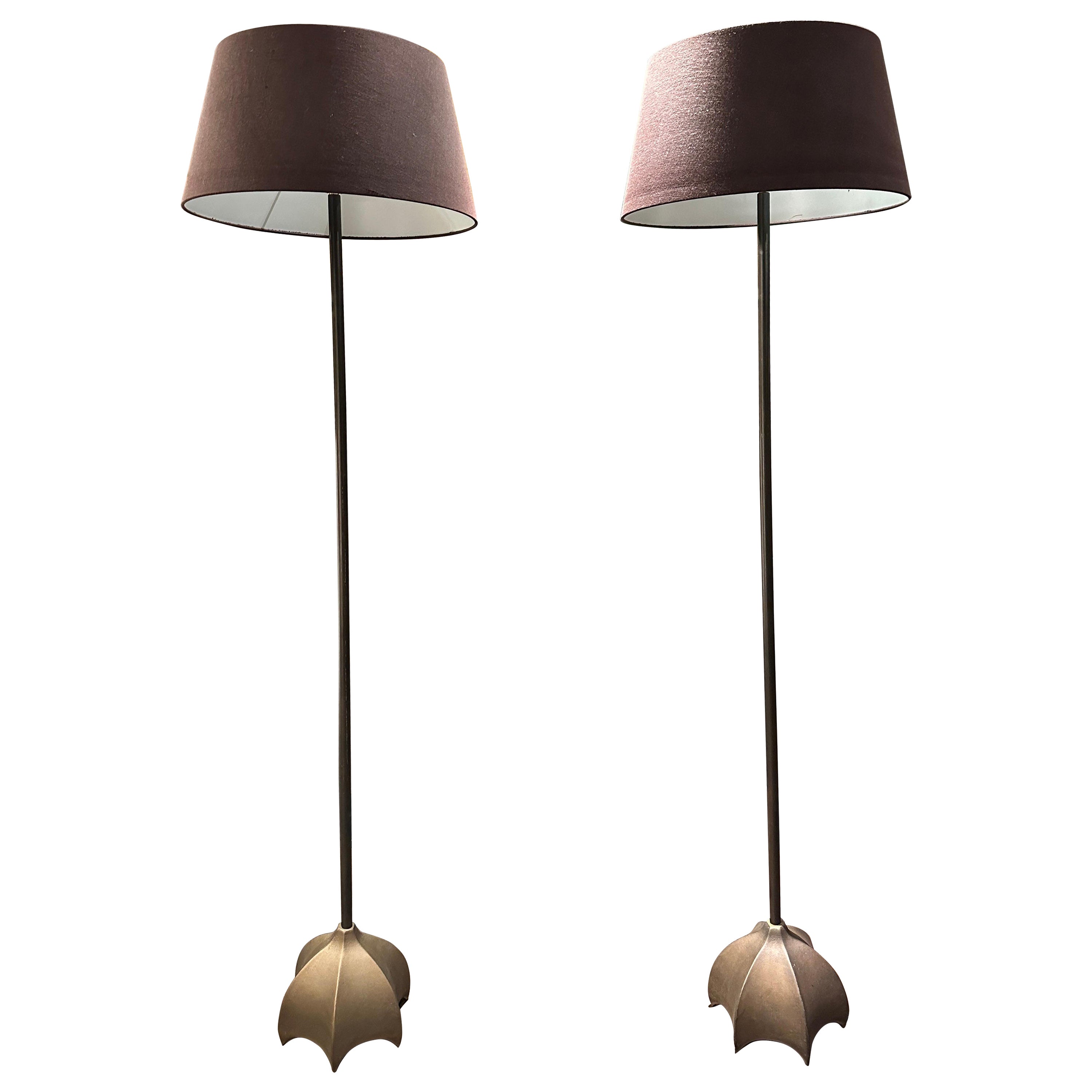 A Pair Of Bronze Floor Lamps By Jan Des Bouvrie For Quasar  For Sale