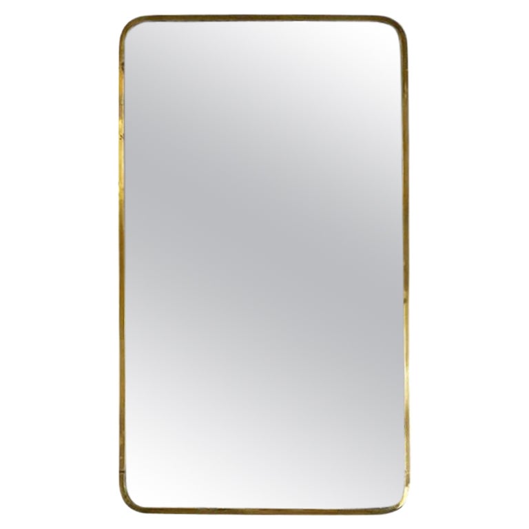 Mid-century Italian wall mirror, with brass frame, ca. 1950. For Sale