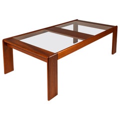 Used Low Profile Coffee Table in Teak w/ Glass Top by Skrillinge Mobelfabrik, 1970s