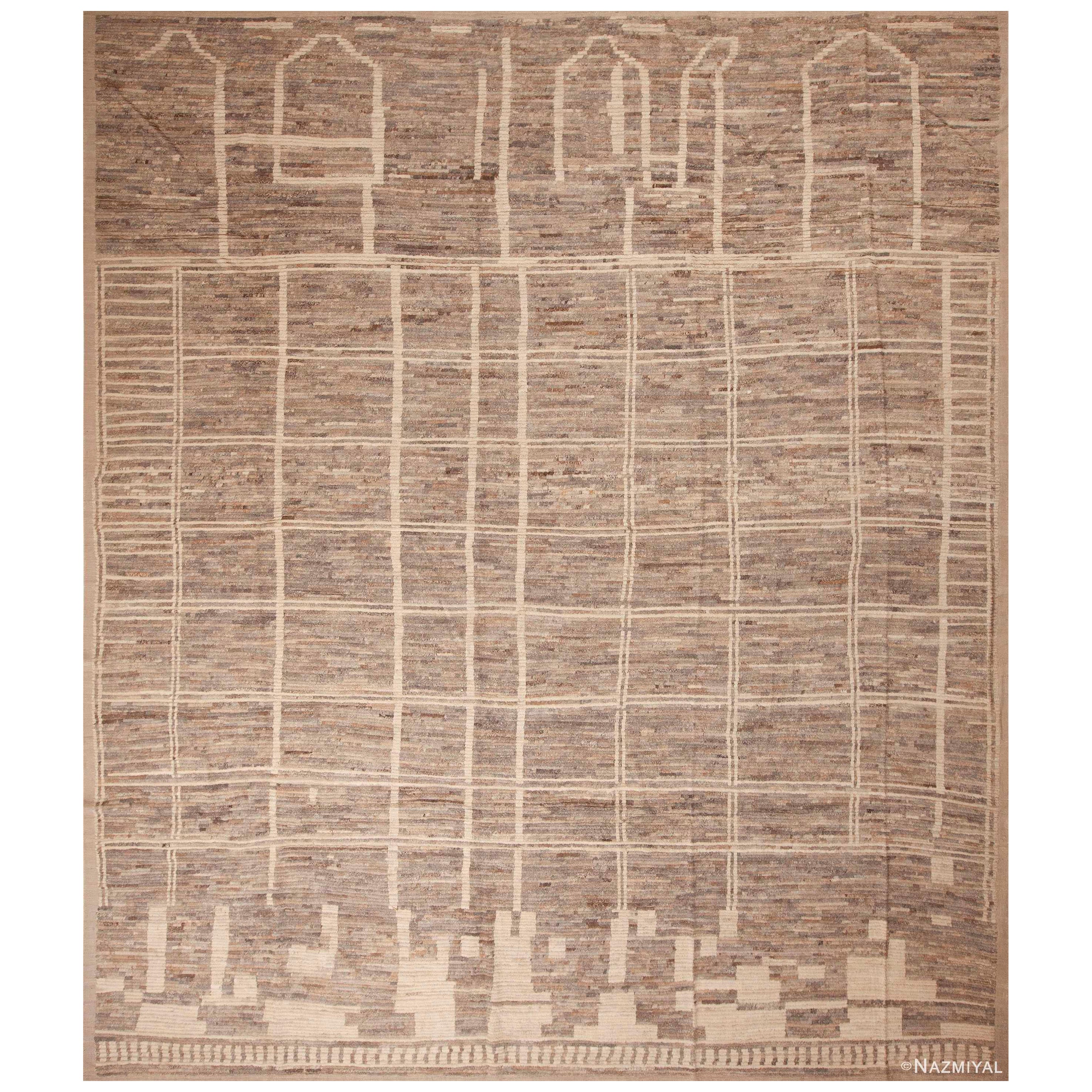 Nazmiyal Collection Large Size Earthy Grey Color Tribal Modern 13' x 15' For Sale