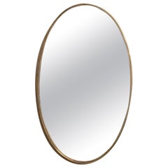 Oval Wall Brass Mirror, Italy 1950s