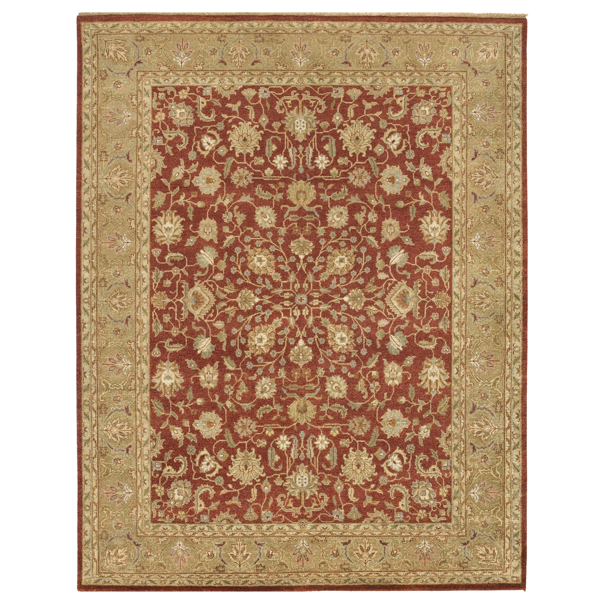 Luxury Traditional Hand-Knotted Kashan Brick & Khaki 11x19 Rug