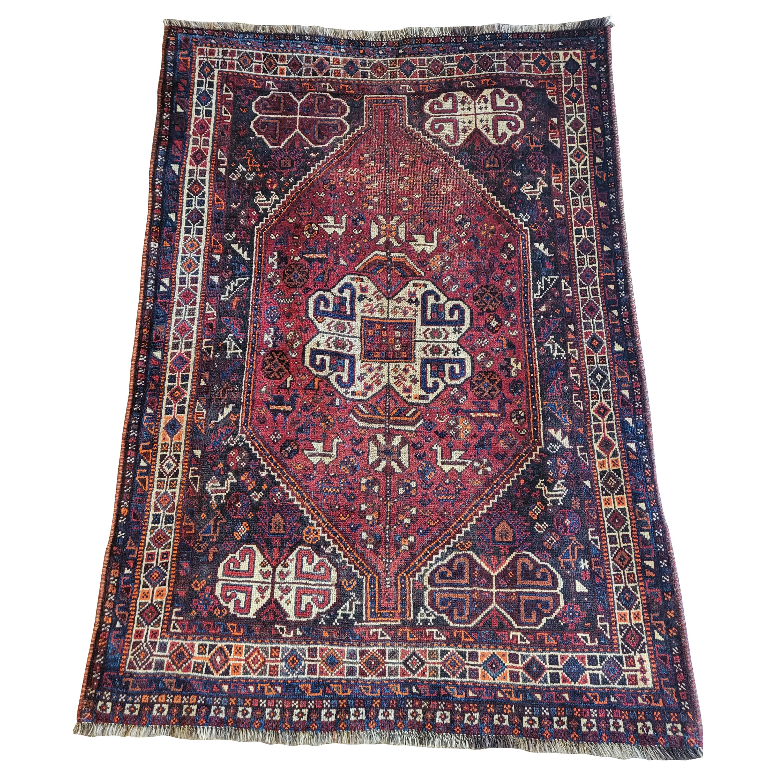 Ancien tapis persan nomade Qashqai