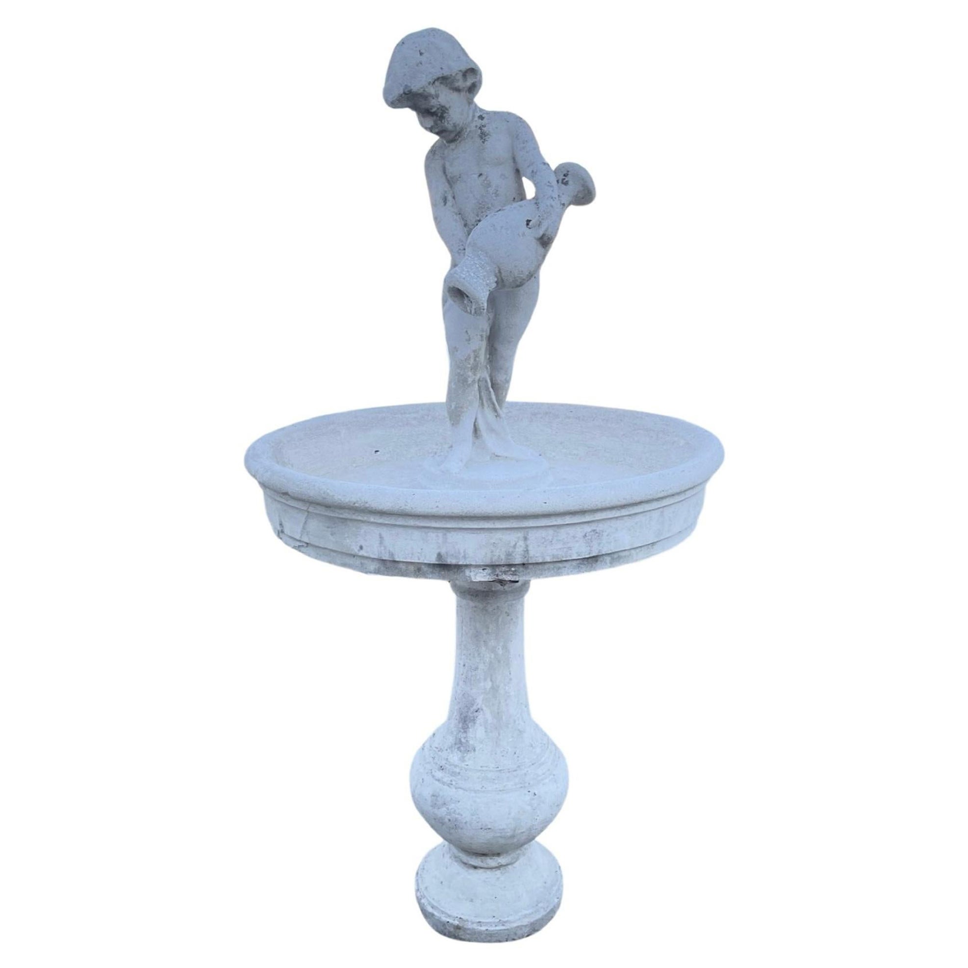 Italian Cement Composition Central Fountain For Sale